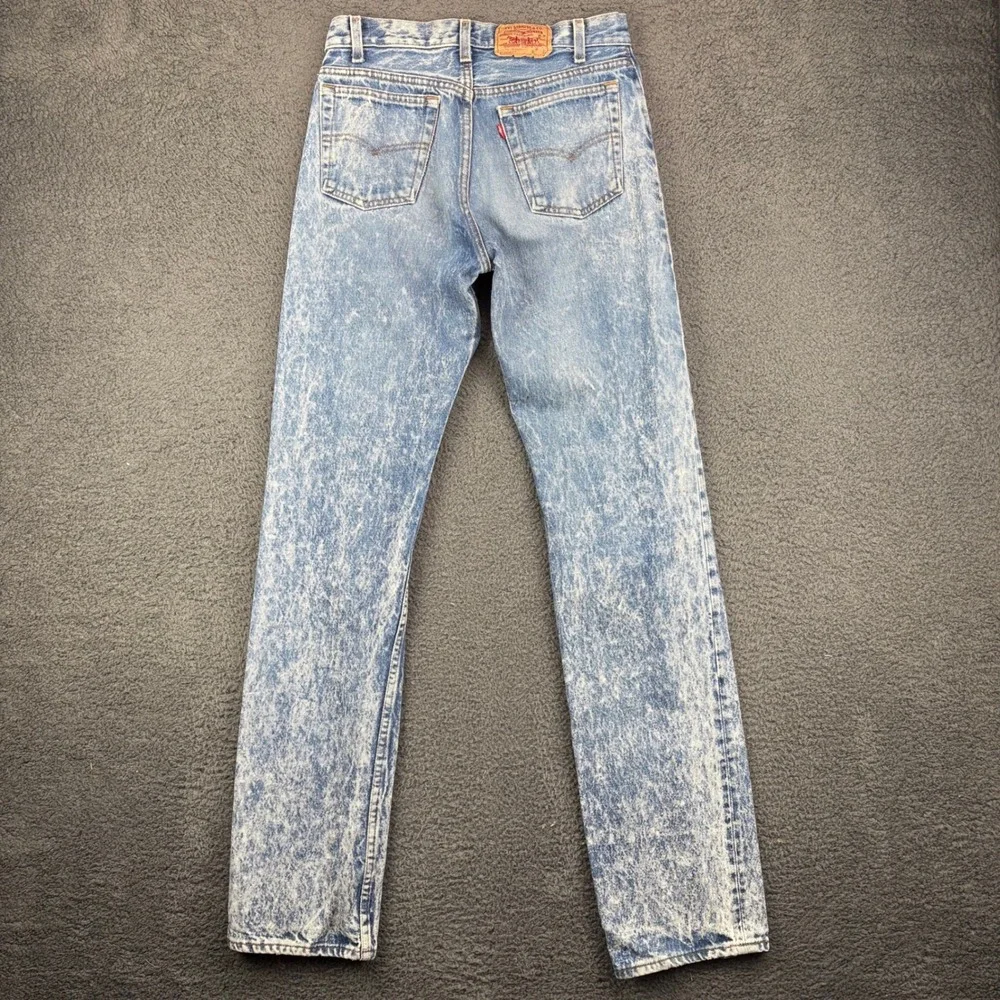 Vintage‎ Levis 501 Mens Student Fit Acid Washed Button Fly Denim Jeans 28x34